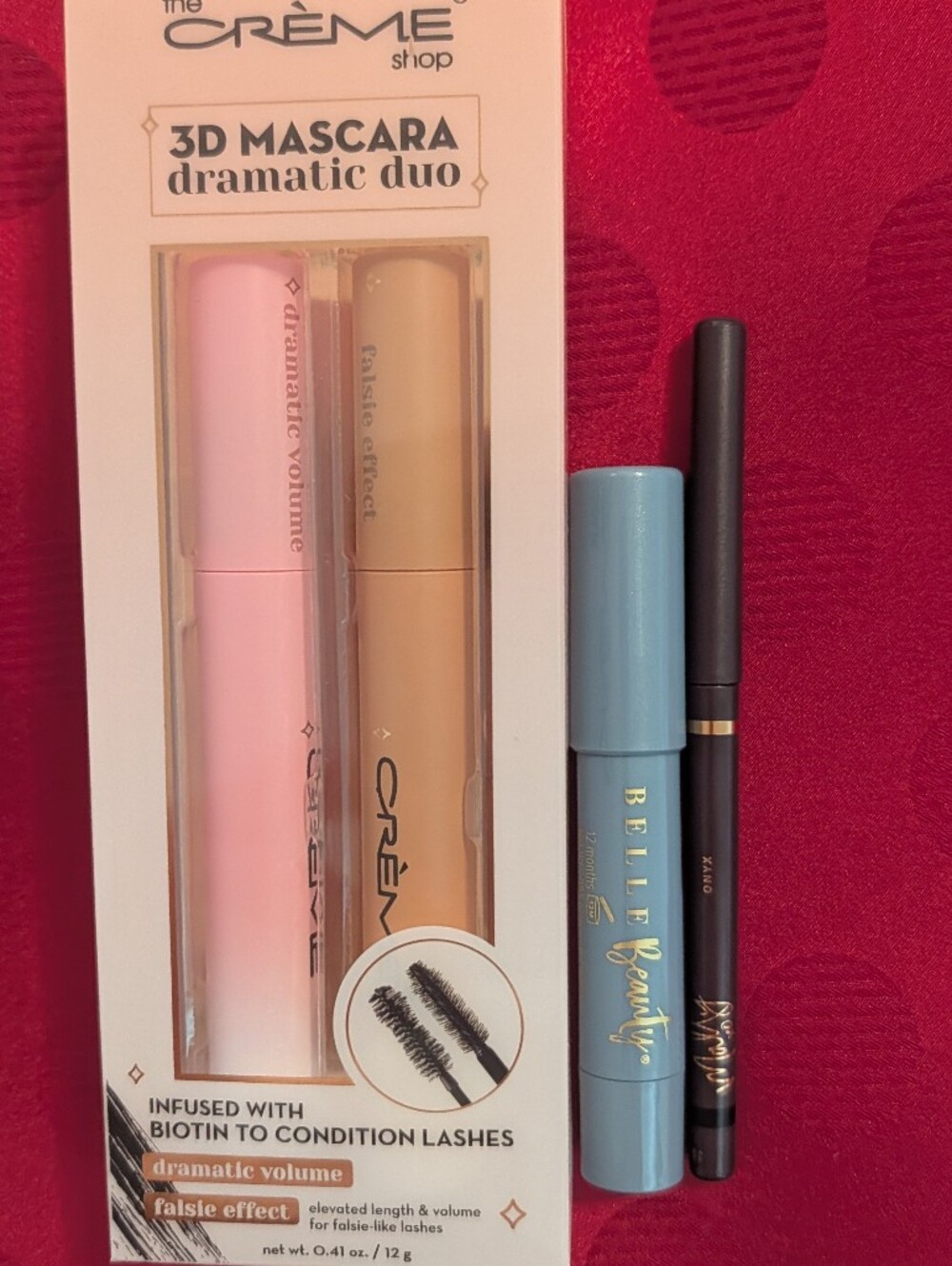 3D Mascara Duo & Sky Blue Eyeshadow & Onyx Black Gel Waterproof Eyeliner Bundle